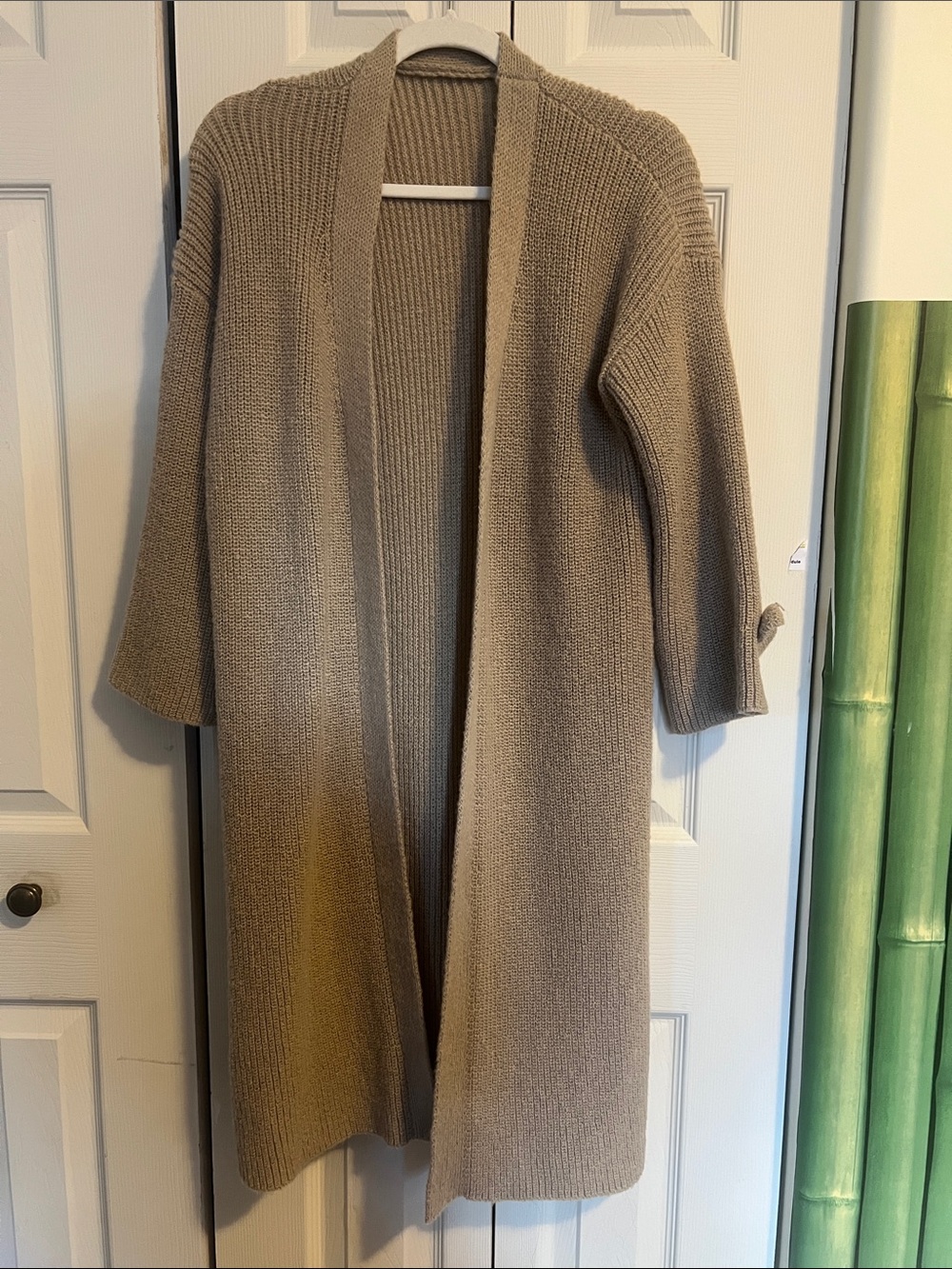 Women’s Open-Front Long Cardigan Sweater - Taupe